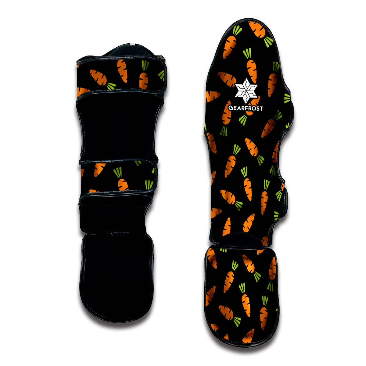 Black Carrot Pattern Print Muay Thai Shin Guard