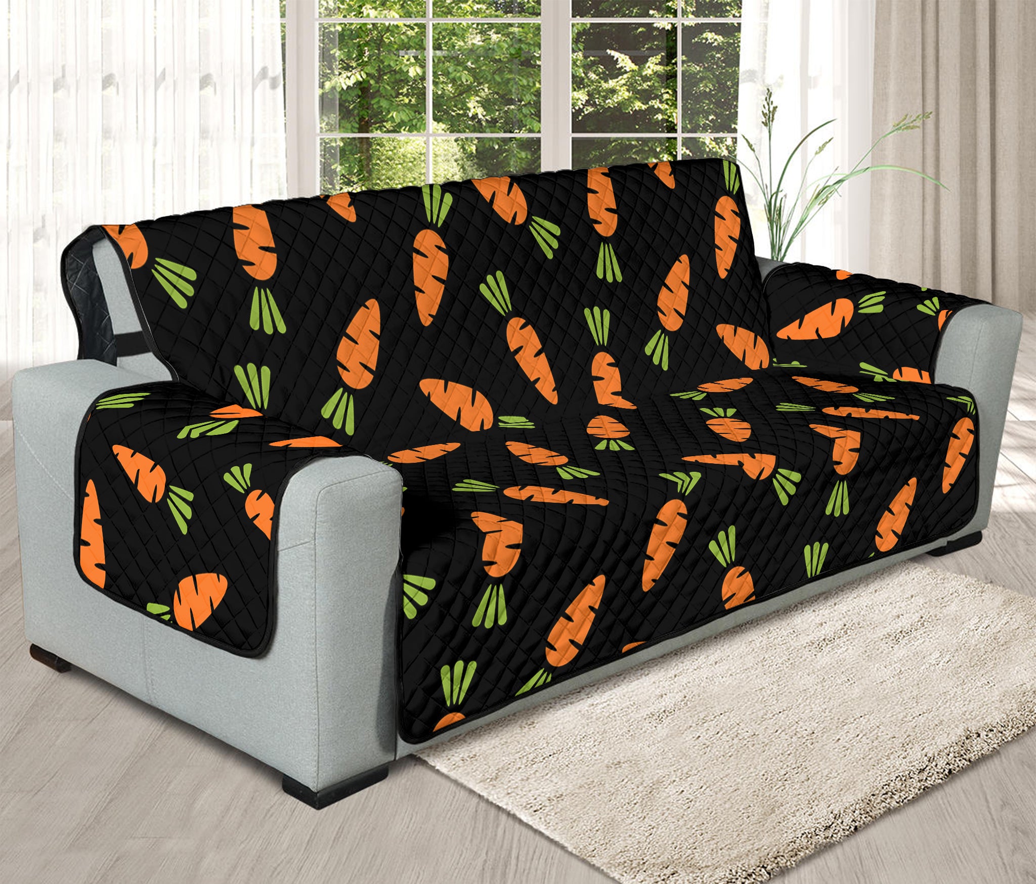 Black Carrot Pattern Print Oversized Sofa Protector