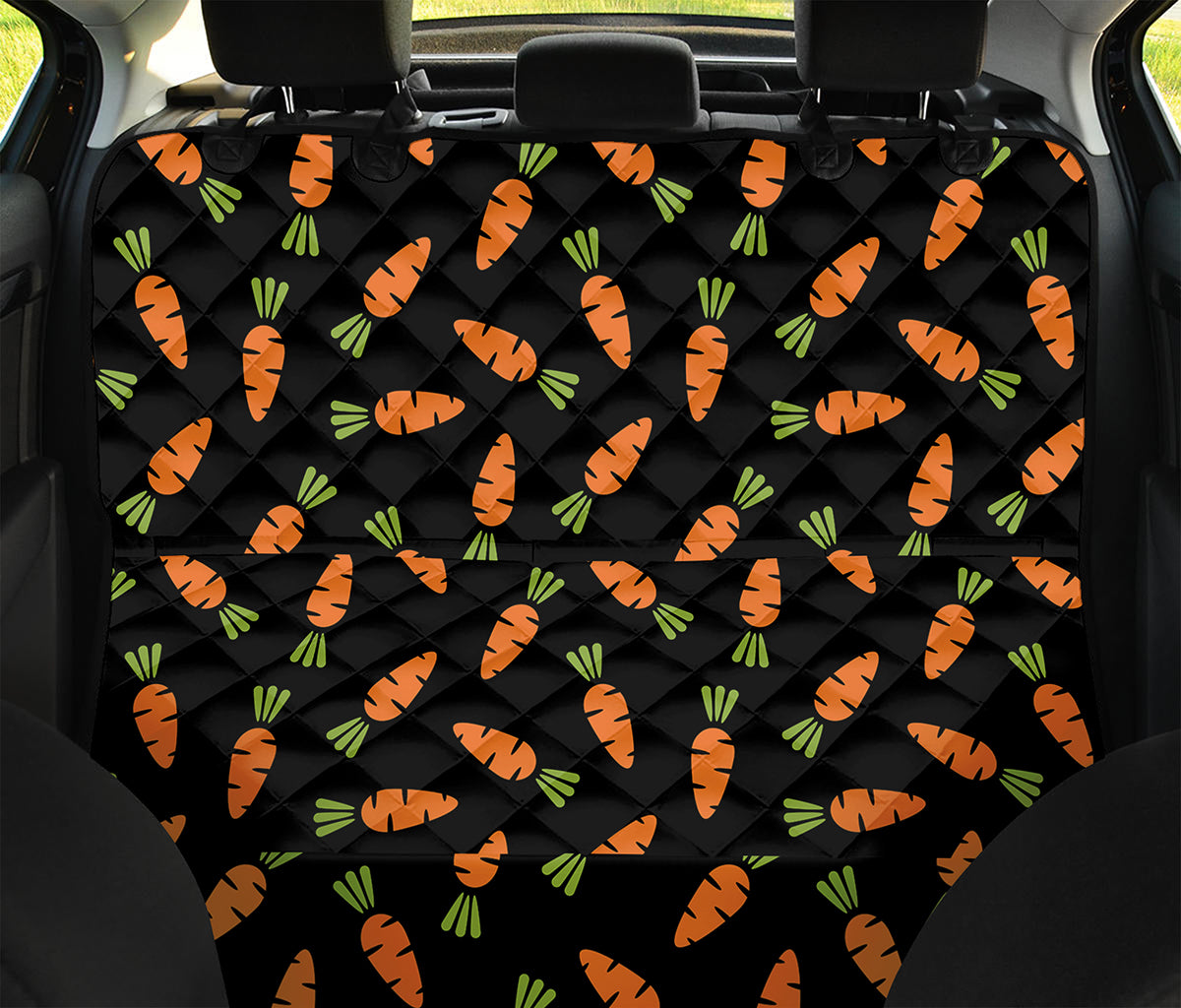 Black Carrot Pattern Print Pet Car Back Seat Cover