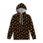 Black Carrot Pattern Print Pullover Hoodie