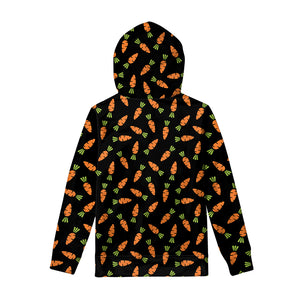 Black Carrot Pattern Print Pullover Hoodie