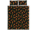 Black Carrot Pattern Print Quilt Bed Set