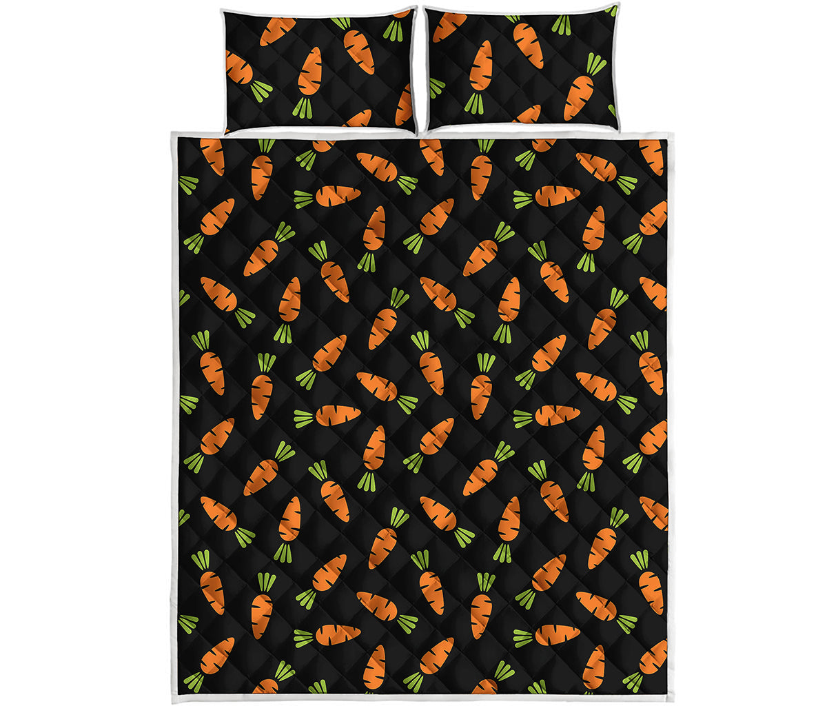 Black Carrot Pattern Print Quilt Bed Set