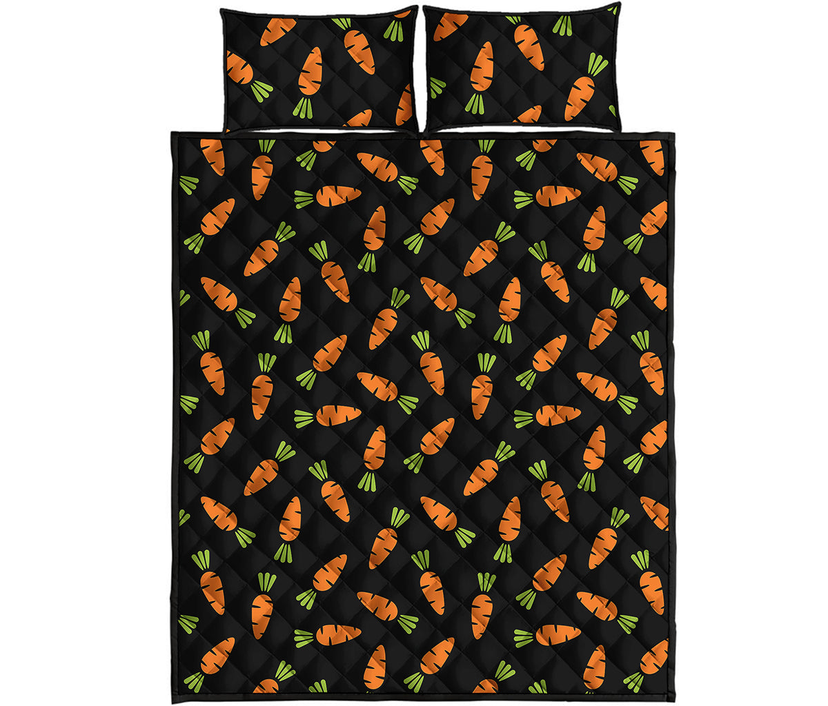Black Carrot Pattern Print Quilt Bed Set