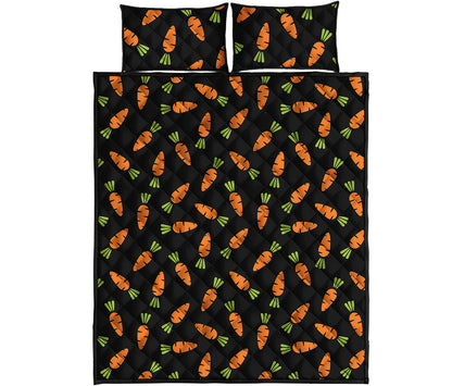 Black Carrot Pattern Print Quilt Bed Set