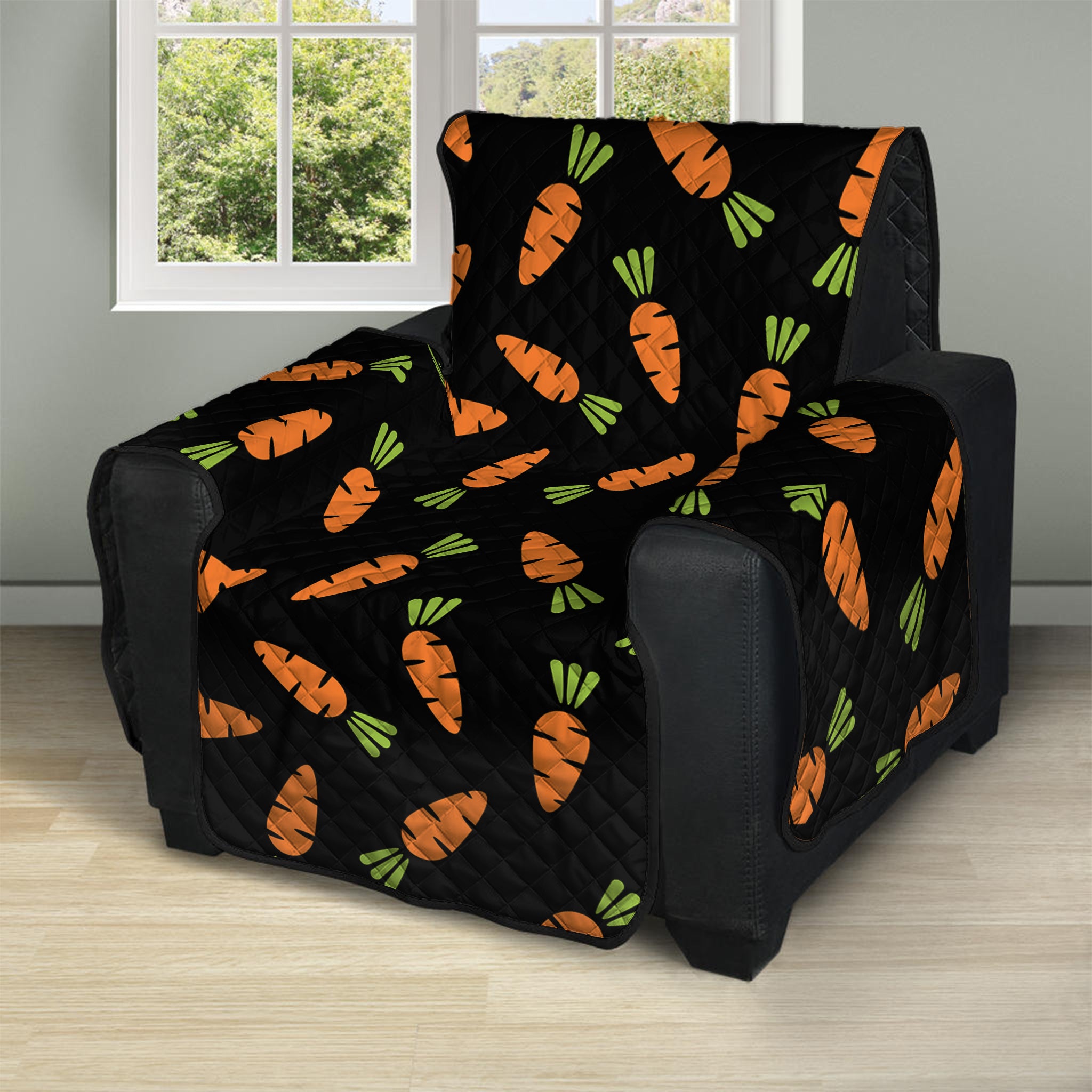 Black Carrot Pattern Print Recliner Protector