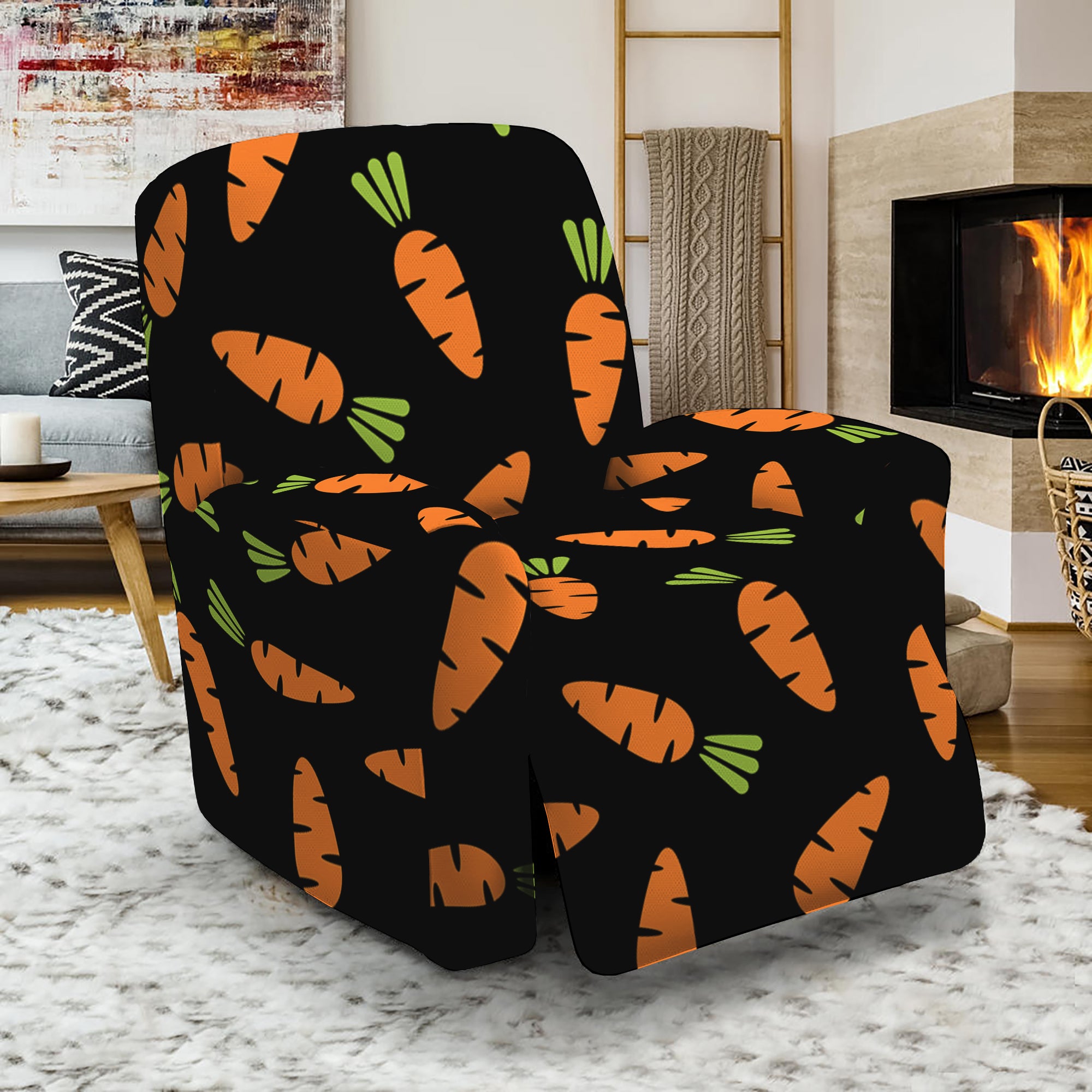 Black Carrot Pattern Print Recliner Slipcover