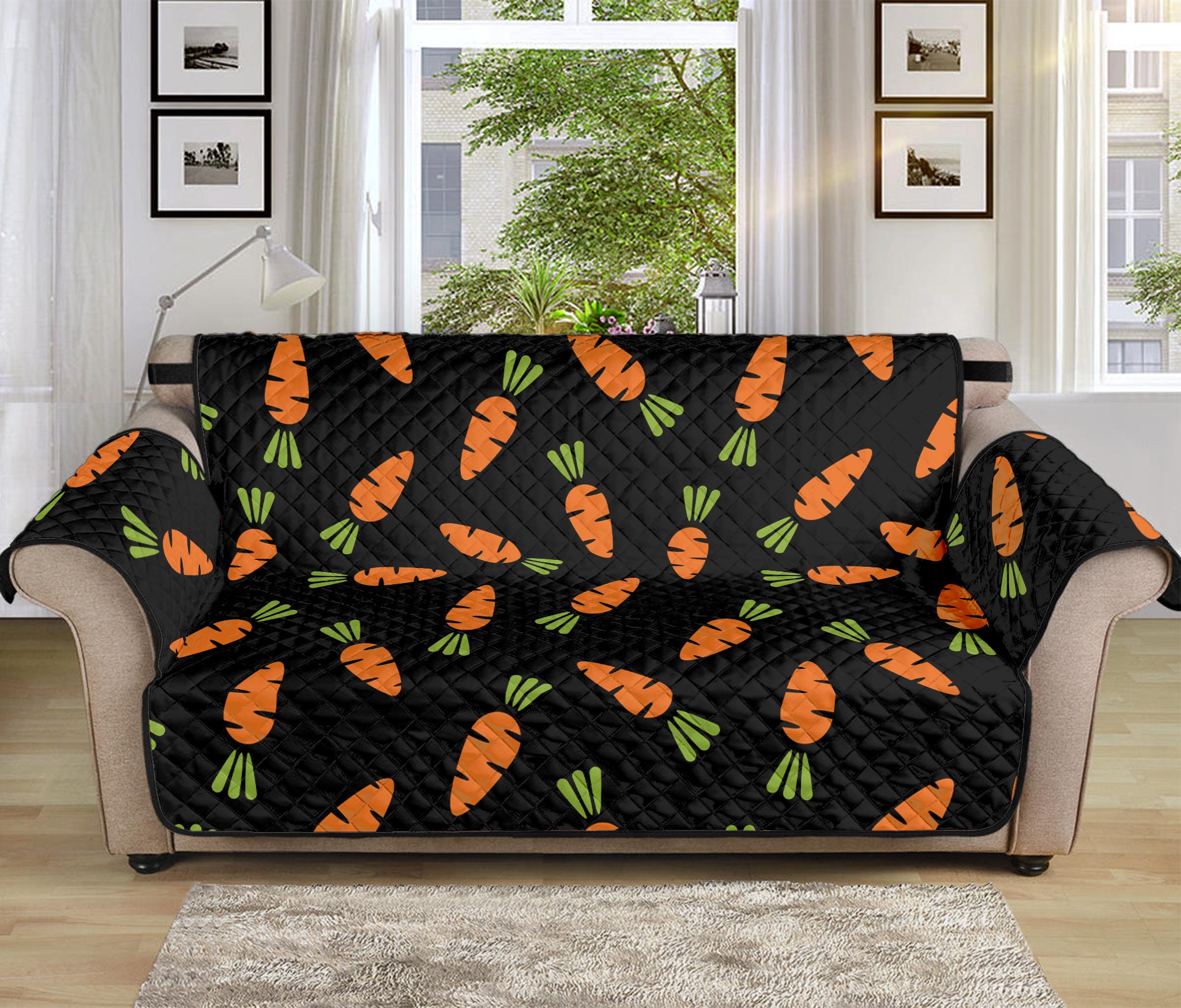 Black Carrot Pattern Print Sofa Protector