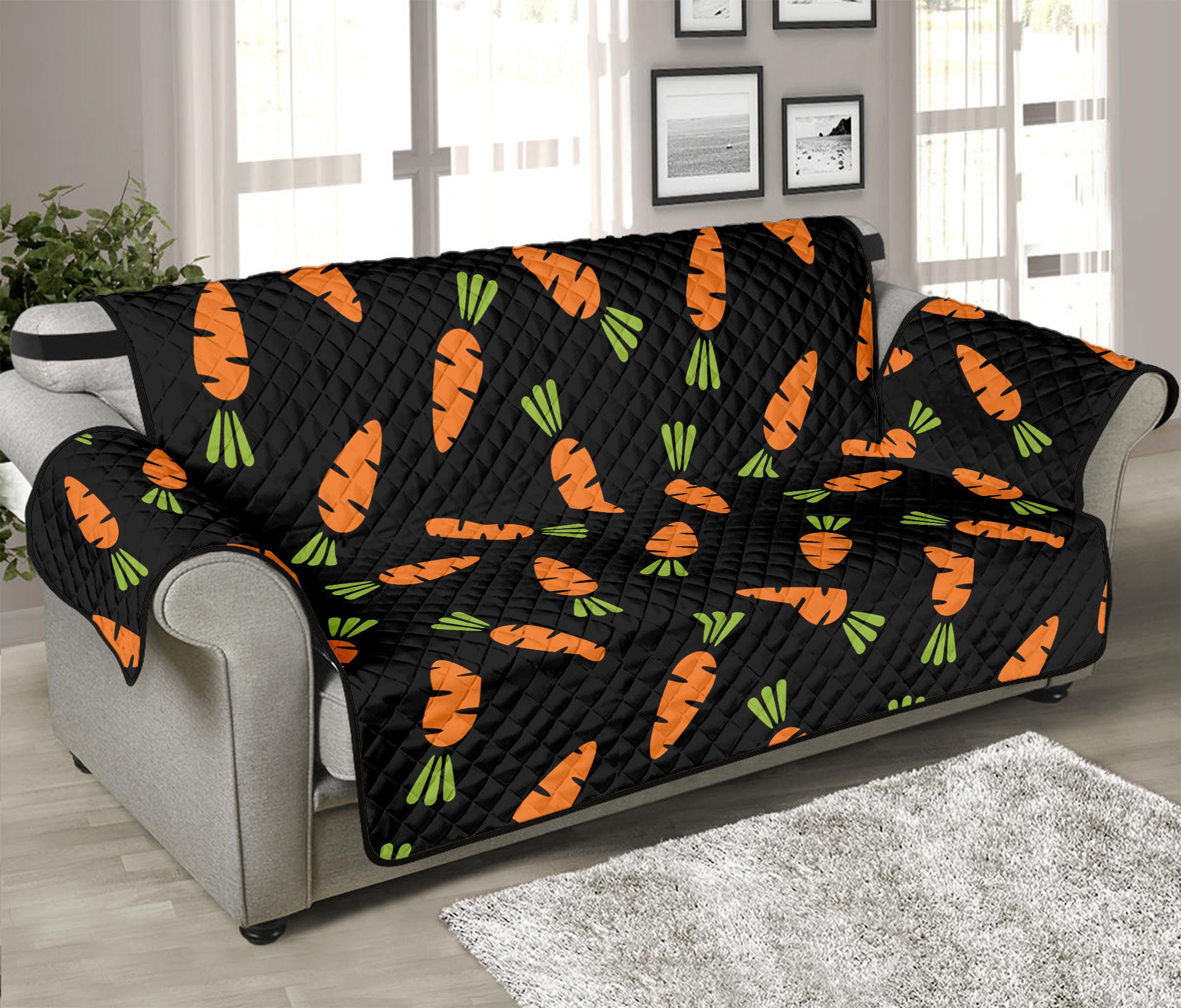 Black Carrot Pattern Print Sofa Protector