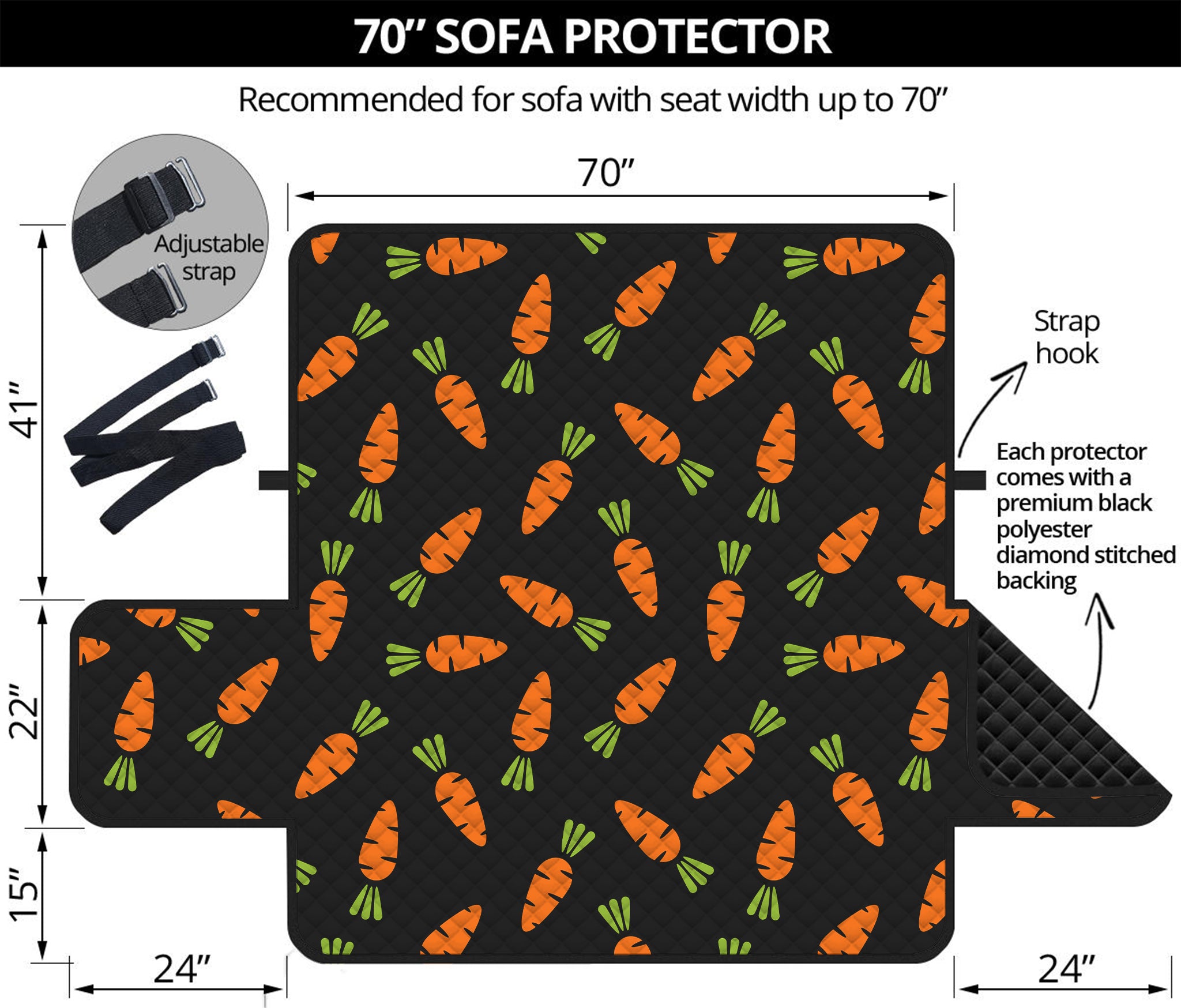 Black Carrot Pattern Print Sofa Protector