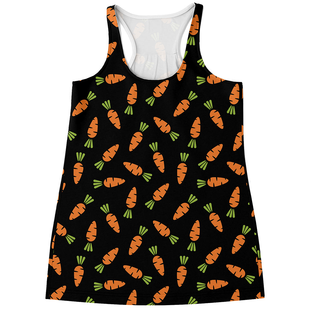 Black Carrot Pattern Print Women's Racerback Tank Top