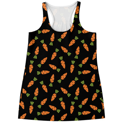 Black Carrot Pattern Print Women's Racerback Tank Top