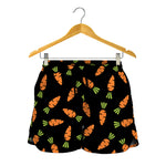 Black Carrot Pattern Print Women's Shorts