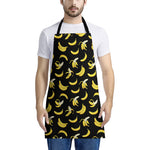 Black Cartoon Banana Pattern Print Apron