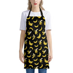 Black Cartoon Banana Pattern Print Apron