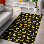 Black Cartoon Banana Pattern Print Area Rug