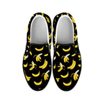 Black Cartoon Banana Pattern Print Black Slip On Shoes
