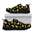 Black Cartoon Banana Pattern Print Black Running Shoes
