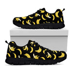 Black Cartoon Banana Pattern Print Black Sneakers