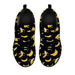 Black Cartoon Banana Pattern Print Black Sneakers