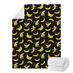 Black Cartoon Banana Pattern Print Blanket