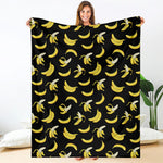 Black Cartoon Banana Pattern Print Blanket