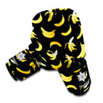 Black Cartoon Banana Pattern Print Boxing Gloves