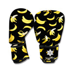 Black Cartoon Banana Pattern Print Boxing Gloves