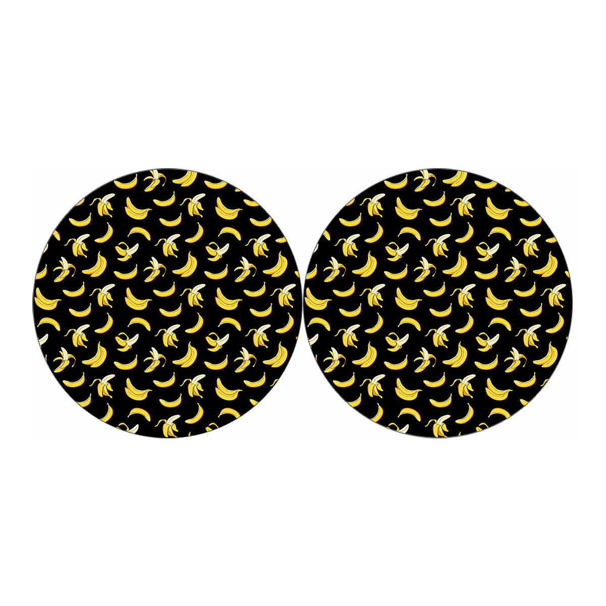 Black Cartoon Banana Pattern Print Car Coasters