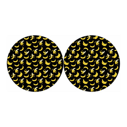 Black Cartoon Banana Pattern Print Car Coasters