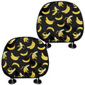 Black Cartoon Banana Pattern Print Car Headrest Covers
