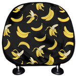 Black Cartoon Banana Pattern Print Car Headrest Covers