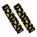 Black Cartoon Banana Pattern Print Car Seat Belt Covers