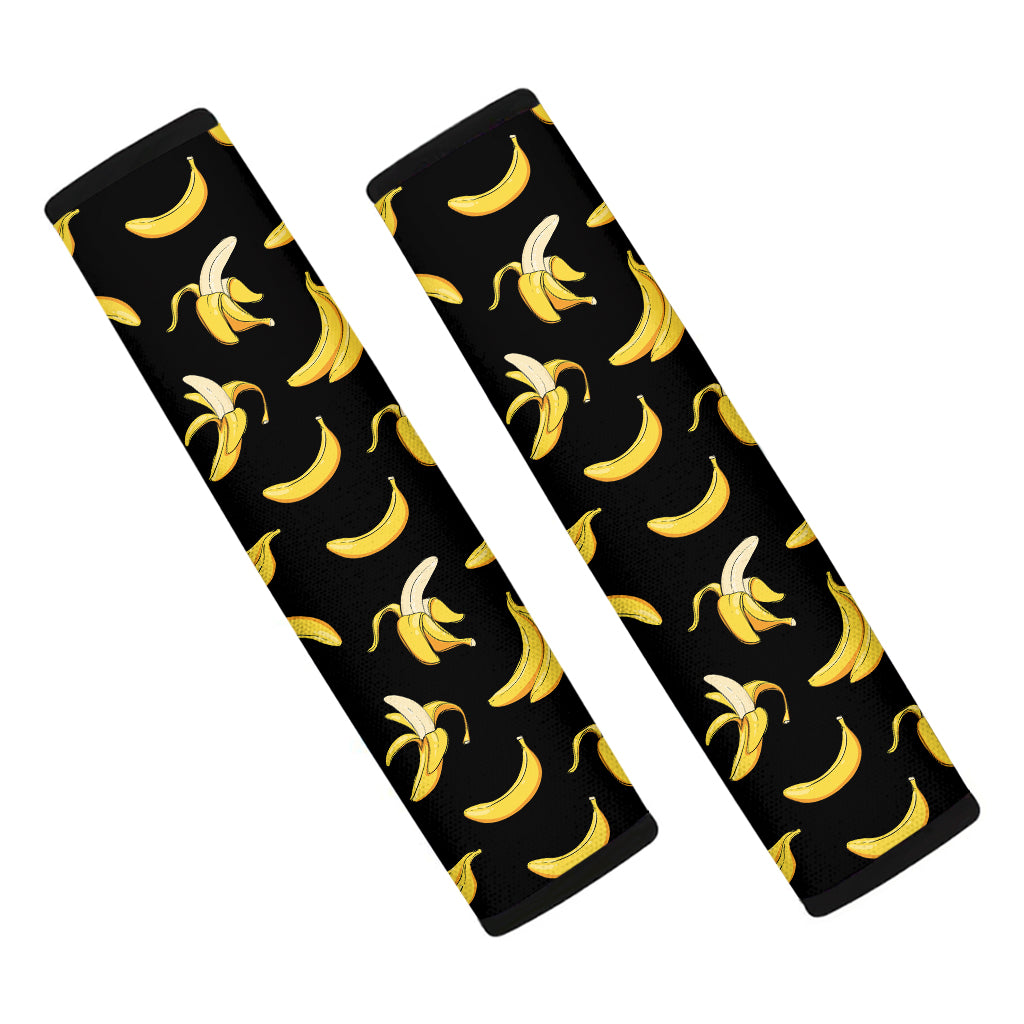 Black Cartoon Banana Pattern Print Car Seat Belt Covers