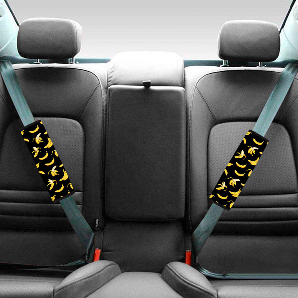 Black Cartoon Banana Pattern Print Car Seat Belt Covers
