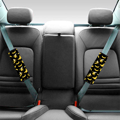 Black Cartoon Banana Pattern Print Car Seat Belt Covers