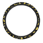 Black Cartoon Banana Pattern Print Car Steering Wheel Cover