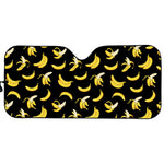 Black Cartoon Banana Pattern Print Car Sun Shade