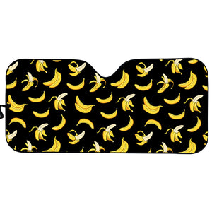 Black Cartoon Banana Pattern Print Car Sun Shade