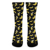 Black Cartoon Banana Pattern Print Crew Socks