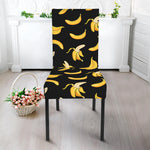Black Cartoon Banana Pattern Print Dining Chair Slipcover