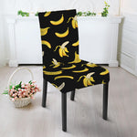 Black Cartoon Banana Pattern Print Dining Chair Slipcover