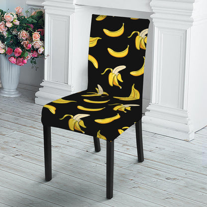 Black Cartoon Banana Pattern Print Dining Chair Slipcover