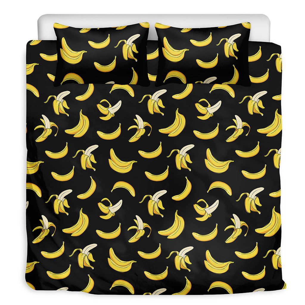 Black Cartoon Banana Pattern Print Duvet Cover Bedding Set