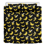 Black Cartoon Banana Pattern Print Duvet Cover Bedding Set