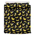 Black Cartoon Banana Pattern Print Duvet Cover Bedding Set