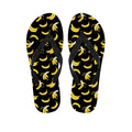 Black Cartoon Banana Pattern Print Flip Flops