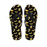 Black Cartoon Banana Pattern Print Flip Flops