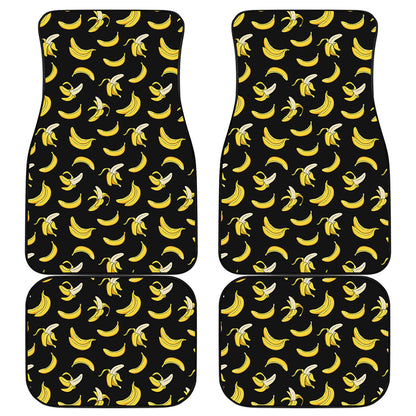 Black Cartoon Banana Pattern Print Front and Back Car Floor Mats