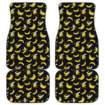 Black Cartoon Banana Pattern Print Front and Back Car Floor Mats